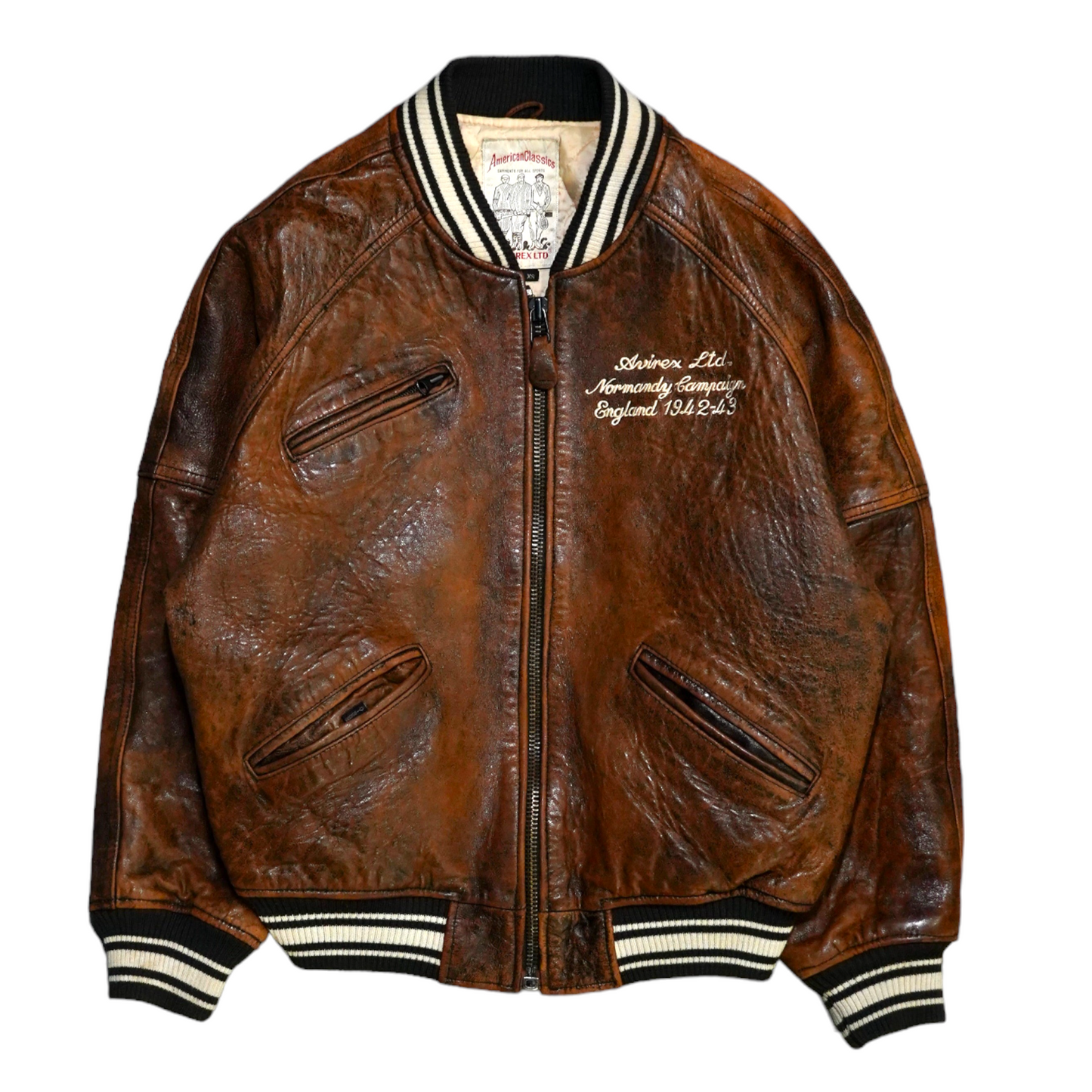 Avirex USA Faded Brown Leather Bomber