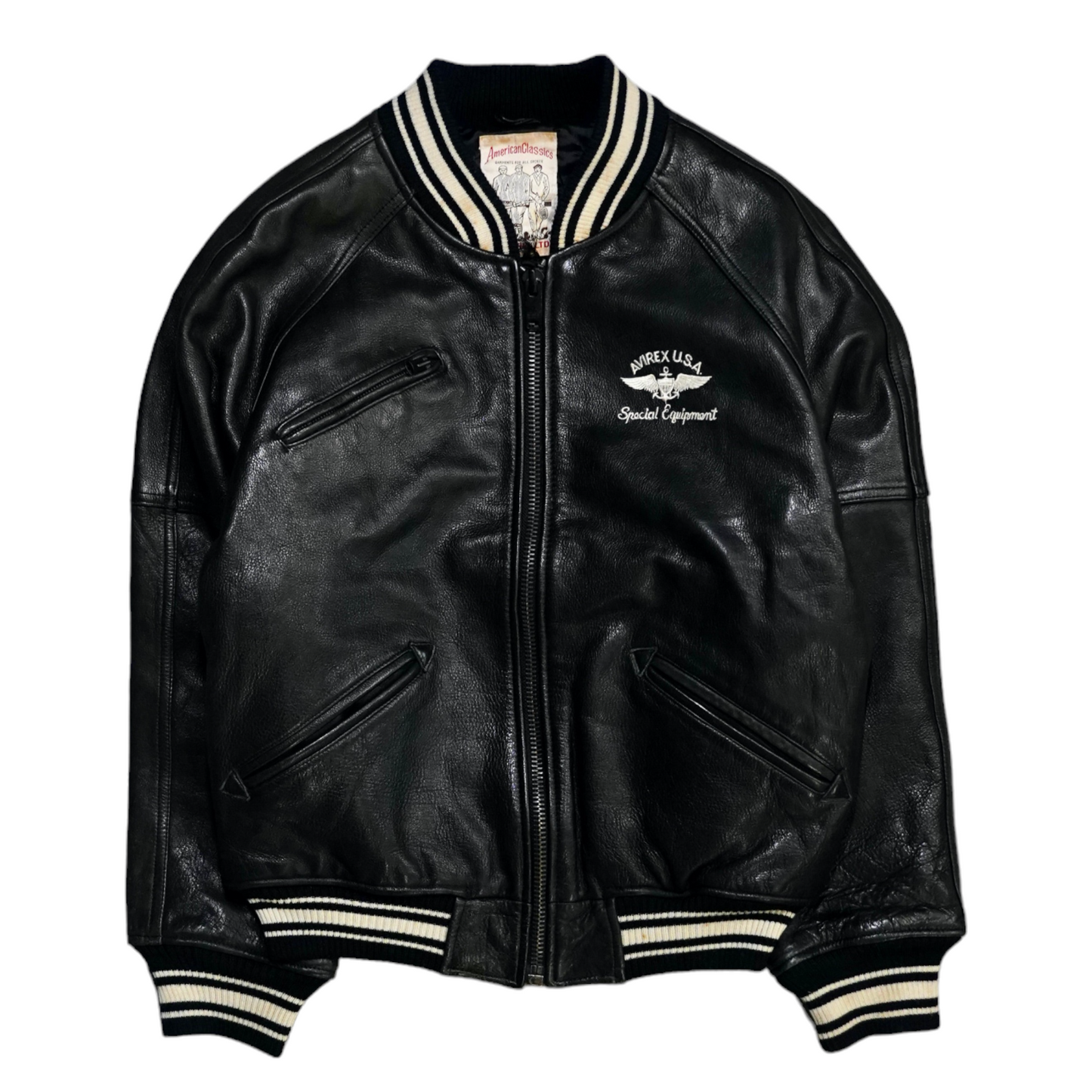 Avirex USA Black Leather Bomber