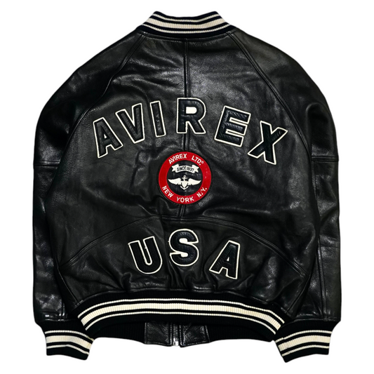 Avirex USA Black Leather Bomber