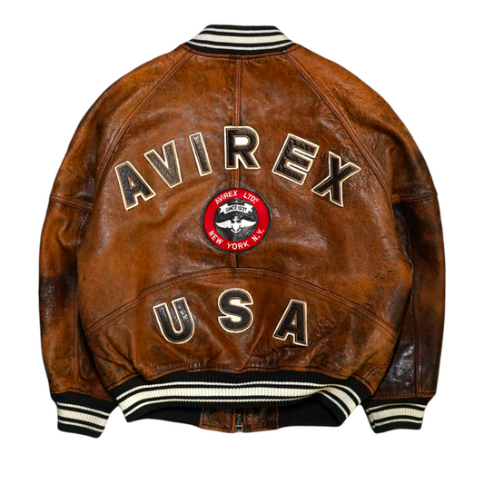 Avirex USA Faded Brown Leather Bomber