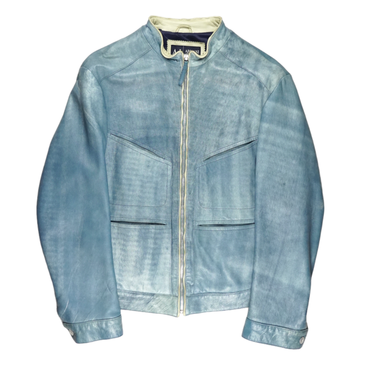 Armani Jeans Sky Blue Leather Jacket