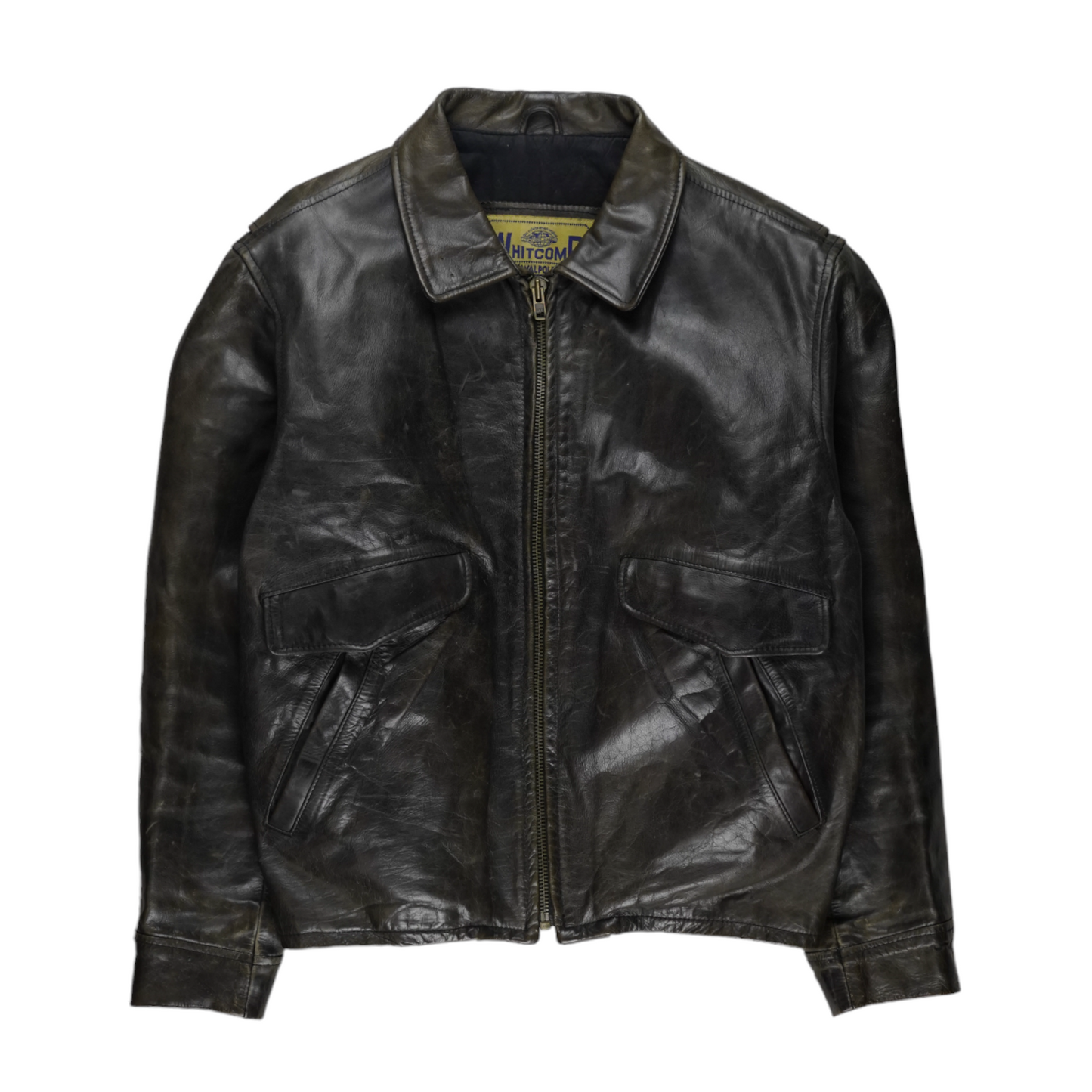 Leather 90s Faded Bomber Jacket